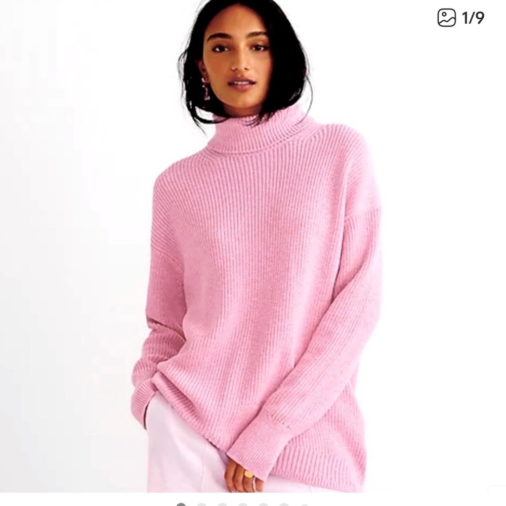 J.Crew Ribbed cotton-cashmere blend relaxed turtleneck sweater.